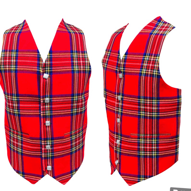 Men's Handmade Scottish Tartan Waistcoat Bias Cut 5 Buttons Kilt Vest Wedding Vest in 40+ Clan Tartans