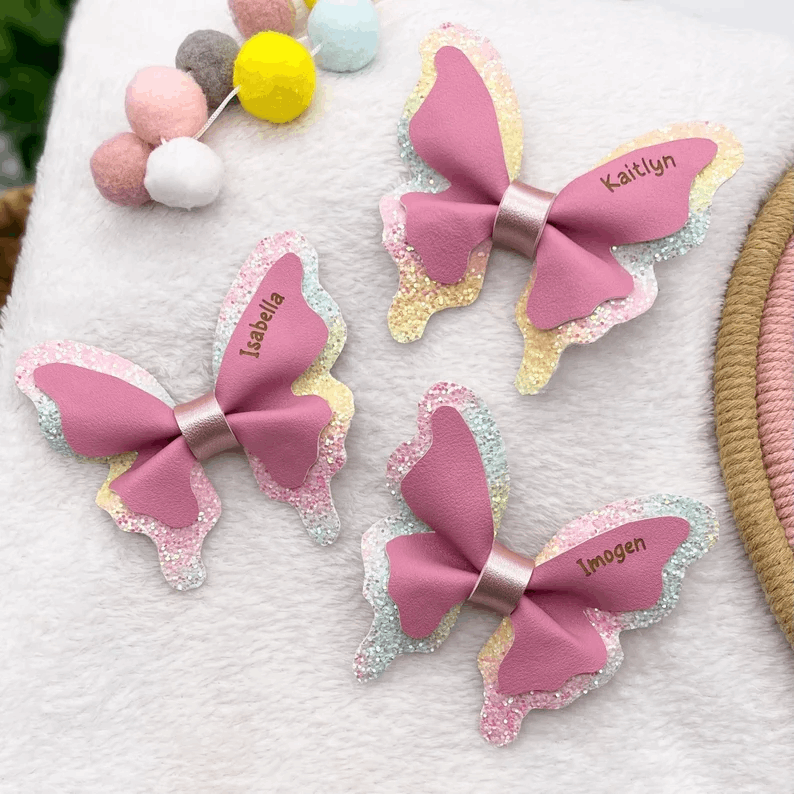 Kids Personalised Hair Clip, Kids Personalised Hair Bow, Butterfly Hair Bow, Little Girls Hair Clip, Personalised Hair Bow, Little Girl Gift
