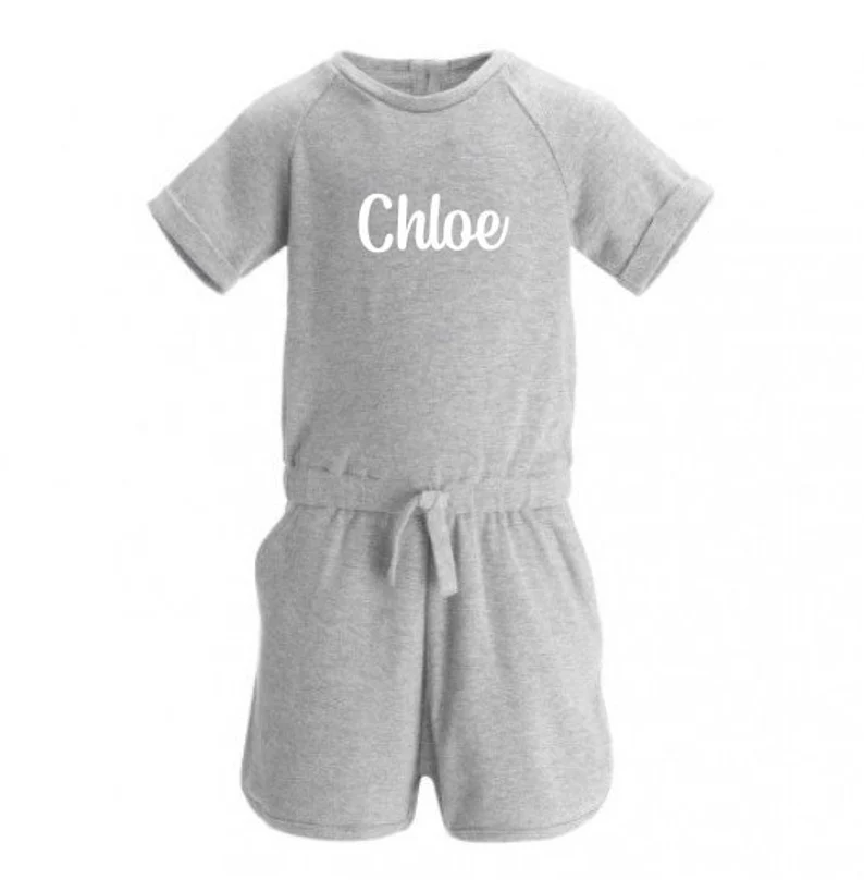 Personalised Girls Playsuit With Pockets | Perfect for Summer | Kids Girls Clothing.