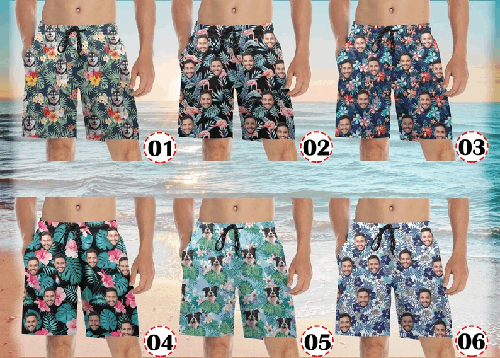 Short de Bain Personnalisé avec Visage – Cadeau Original et Drôle pour Homme