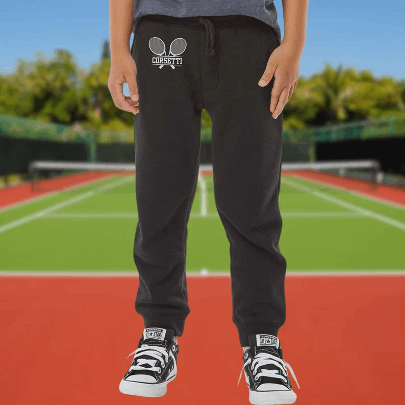 Youth Personalized Tennis Sweatpants, Custom Tennis Pants, Kids Monogram Sweatpants, Gift for Son, Gift for Daughter, Tennis Lover Gift