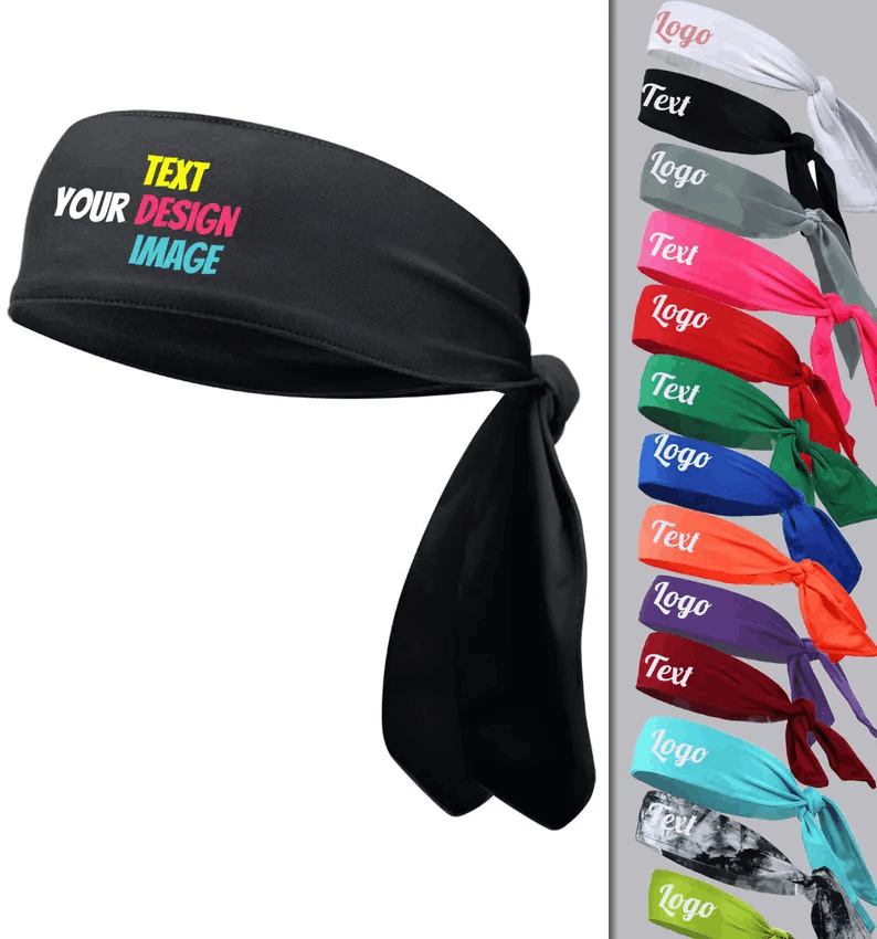 Custom Text, Design, Image Applied TIE HEADBANDS, Customized Headbands
