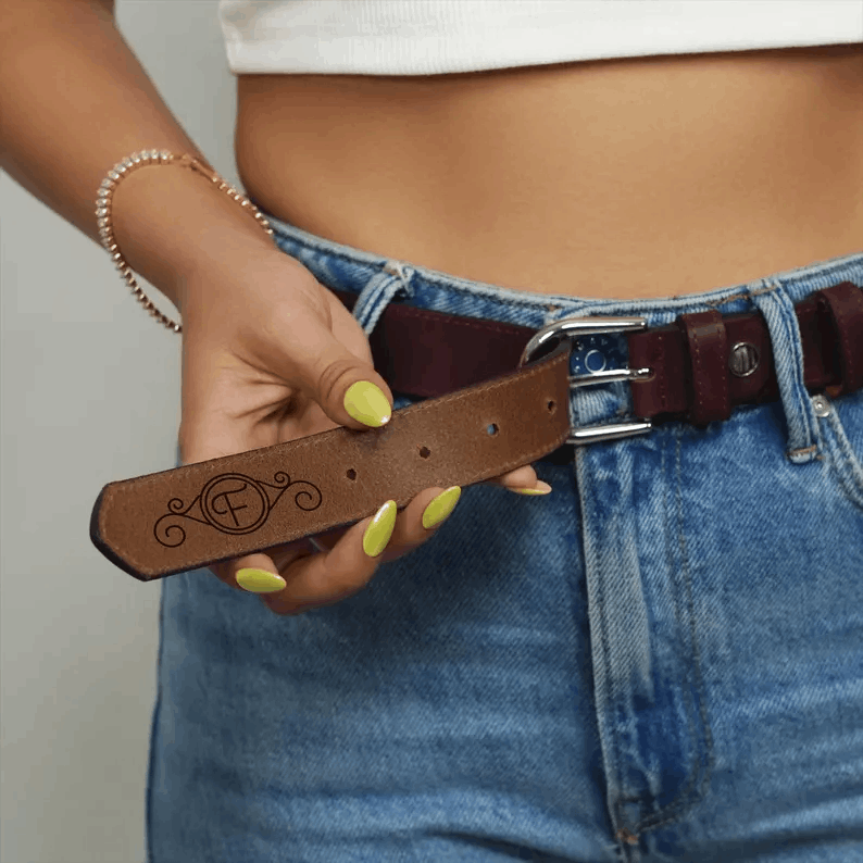 Personalized Woman Leather Belt, Mothers Day Gift, Mom Birthday Gift, Monogrammed Leather Belts for Women, Gift for Mom, Custom Gift for Her