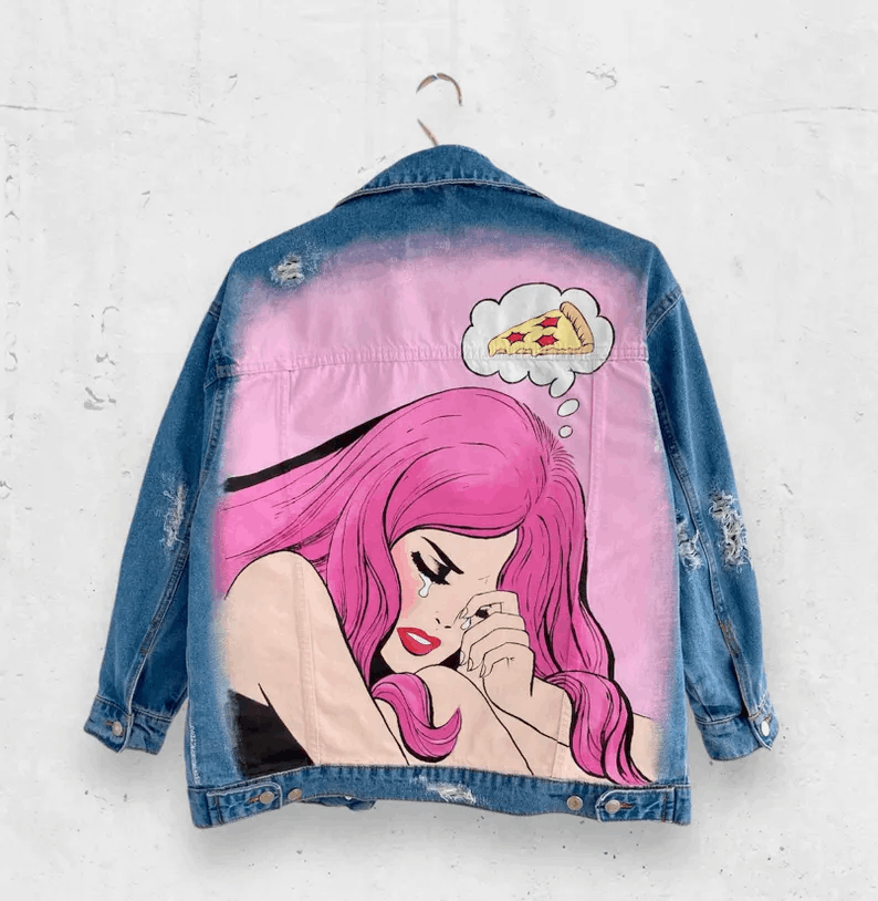 Painted denim jacket, personalized jacket, custom jean jacket, unique gift for her