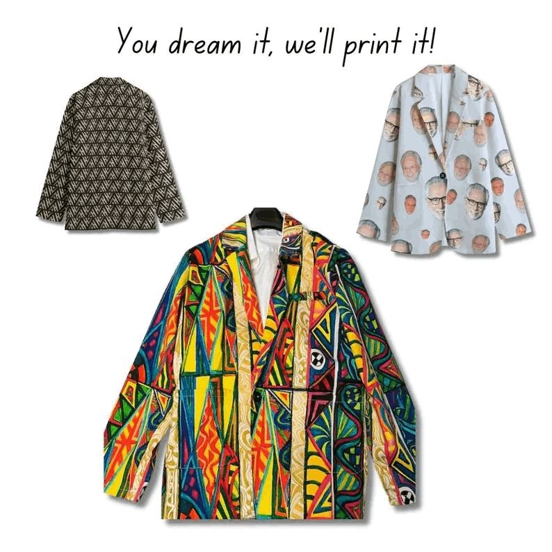 Custom Blazer, Unisex 100% Cotton Sports Coat, Personalized Suit Jacket, Artsy Blazer, All-Over-Print Custom Jacket