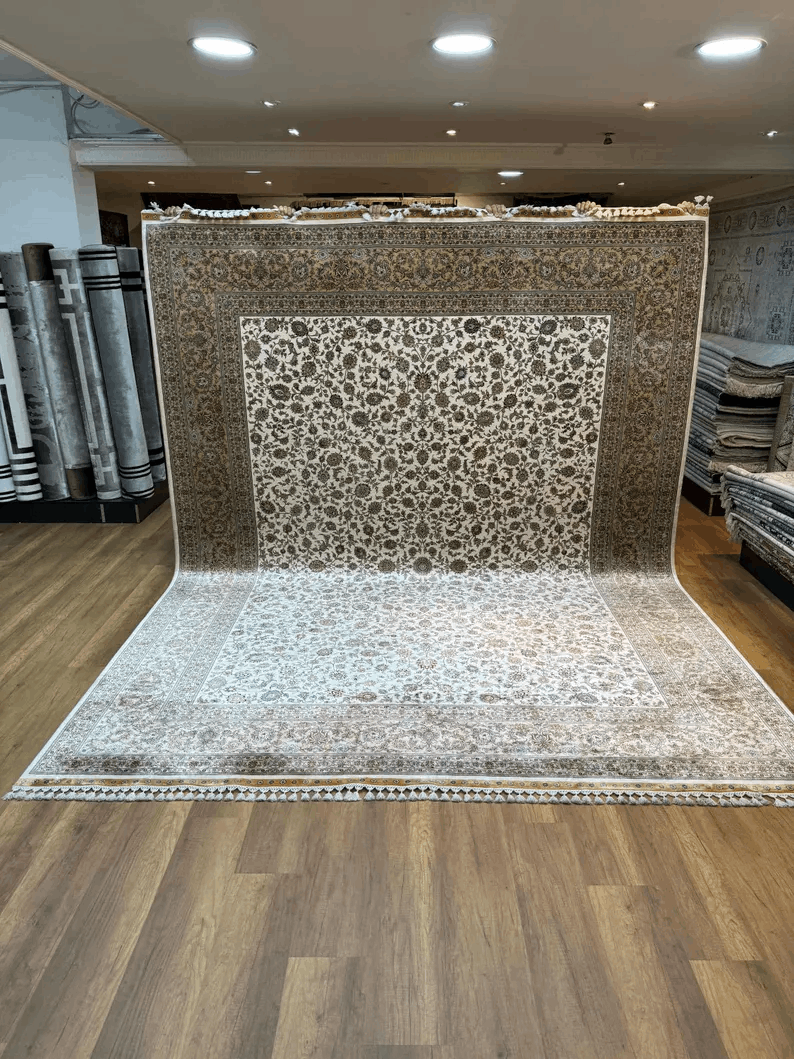 Handmade Silk Rug, Palace Silk Rug, Hand Knottted Pure Naturel Hereke Silk Rug, 9x11 Area Rug, Unique Silk Rug, Oversize Silk Rug, Pure Silk