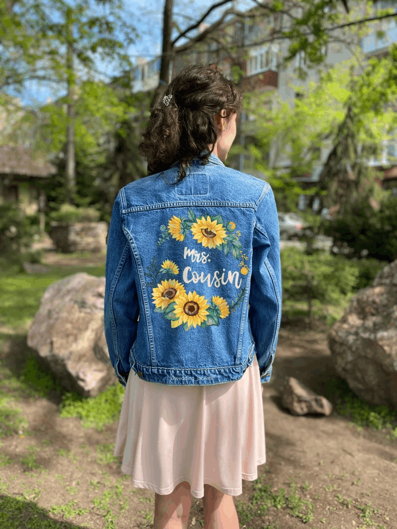 Veste en jean peinte à la main