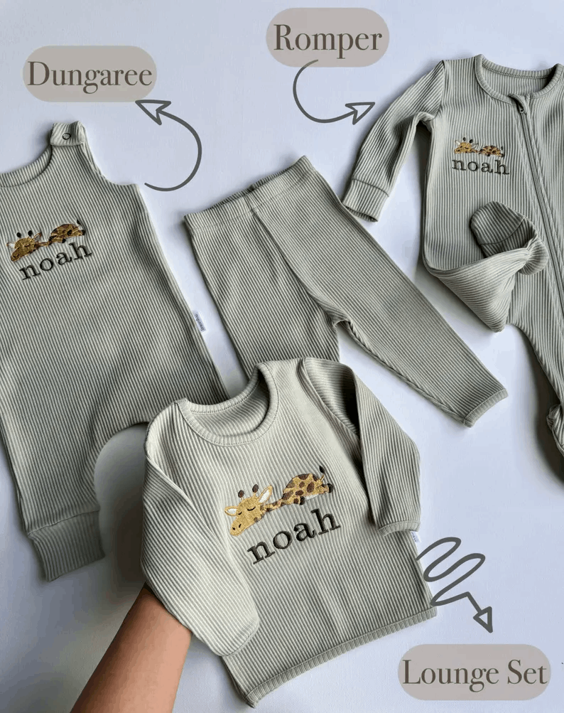 Personalized Safari Lion Giraffe Unicorn Cow Sheep Lounge Set | Loungewear for Kids & Adults | Safari-Themed Christmas Gift Family Pajamas
