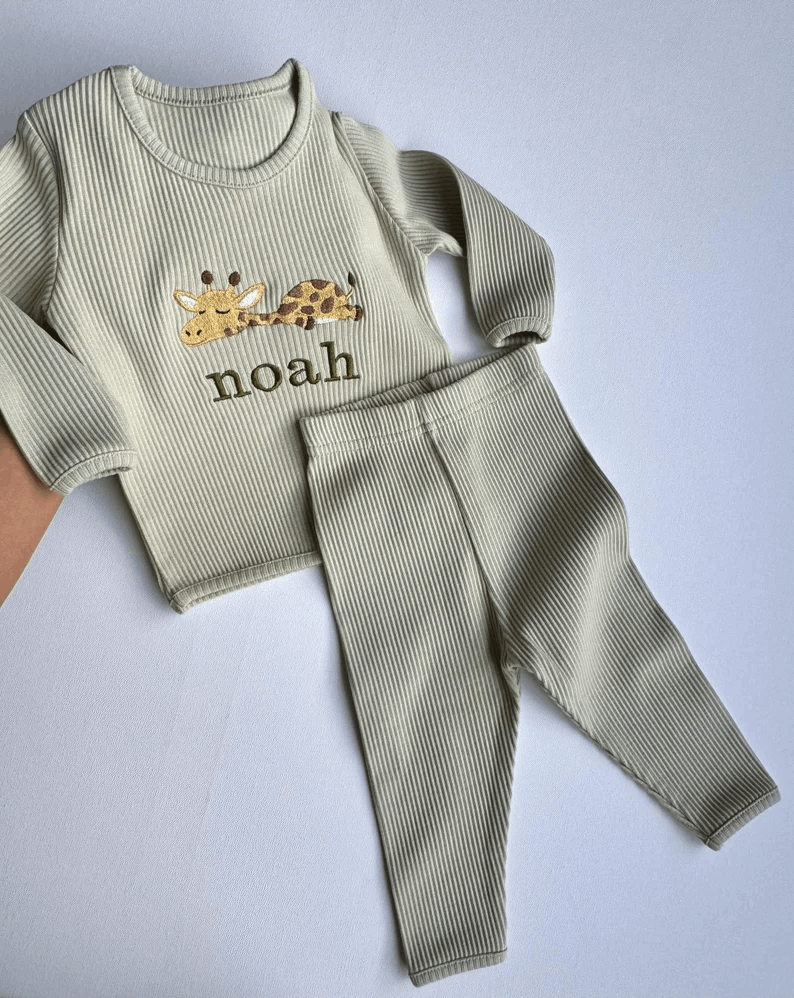 Personalized Safari Lion Giraffe Unicorn Cow Sheep Lounge Set | Loungewear for Kids & Adults | Safari-Themed Christmas Gift Family Pajamas