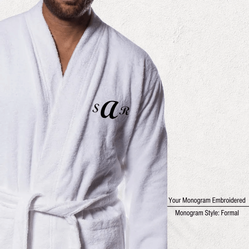 Custom Turkish Towel Robe for Men, Spa Bathrobe 100% Cotton Terry Cloth, Embroidered Gift for Him & Her, 2nd Anniversary Present
