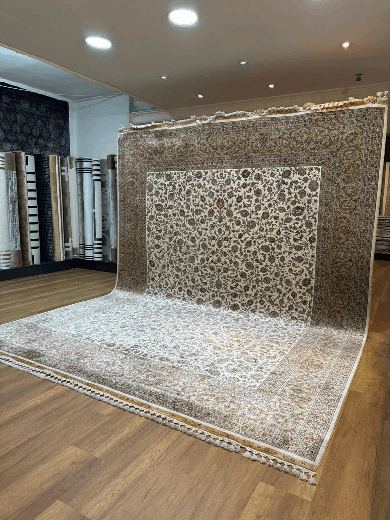 Handmade Silk Rug, Palace Silk Rug, Hand Knottted Pure Naturel Hereke Silk Rug, 9x11 Area Rug, Unique Silk Rug, Oversize Silk Rug, Pure Silk