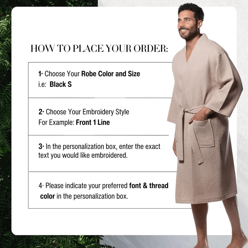 Custom Father's Day Waffle Weave Robe for Him, Best Dad Embroidered Bathrobe & Perfect Men's Gift, cotton anniversary for husband