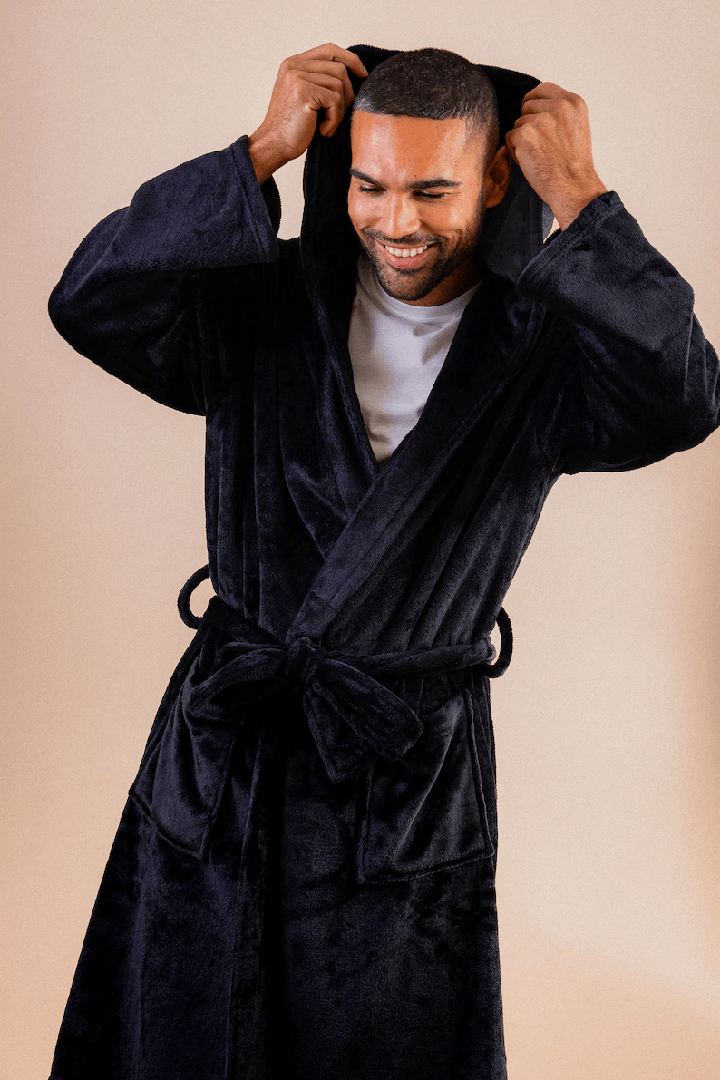 Mens personalised plush hooded dressing gown