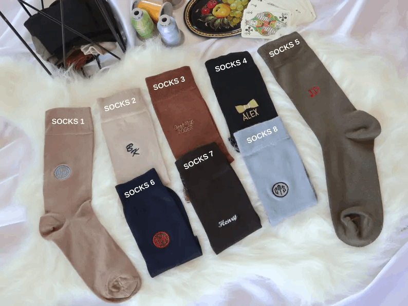 Embroidered Costum Letter Socks, Personable Best Men Socks, Socks for Wedding, Groom Letter Socks Gifts, Initial Event Socks,Christmas Socks