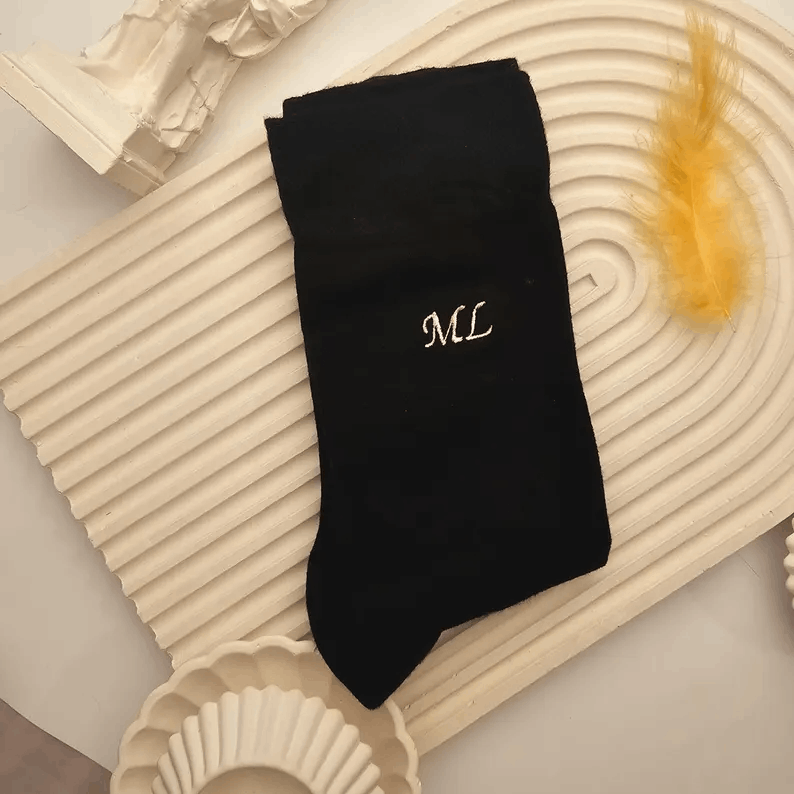 Embroidered Costum Letter Socks, Personable Best Men Socks, Socks for Wedding, Groom Letter Socks Gifts, Initial Event Socks,Christmas Socks