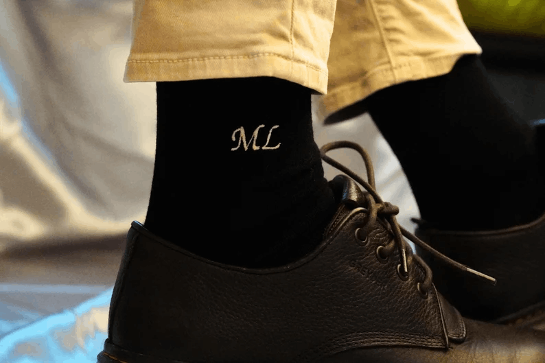 Embroidered Costum Letter Socks, Personable Best Men Socks, Socks for Wedding, Groom Letter Socks Gifts, Initial Event Socks,Christmas Socks