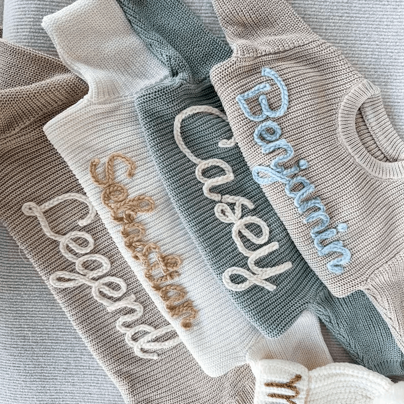Pull Enfant Personnalisé au Crochet avec Prénom