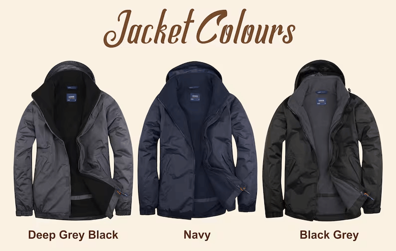 Personalised Embroidered Zip up Jacket, Custom Text/Logo Monogram Outdoor Jacket, Any Text Workwear Waterproof Hooded Jacket, Team Jackets