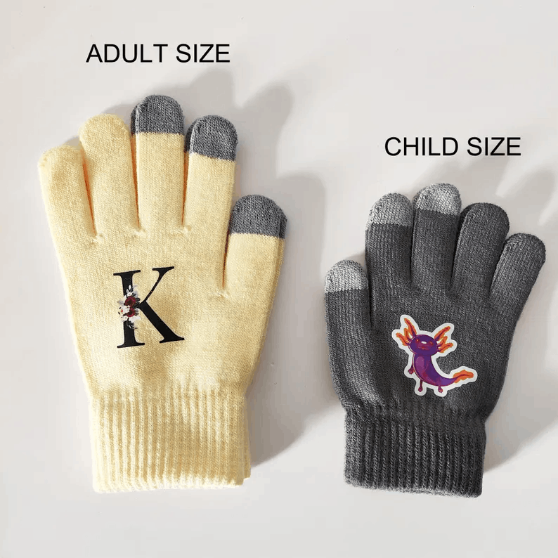 Custom Gloves with Name for Adults Personalized Children Gloves Kids Gift for Christmas Gloves for Winter Gift Hand Wear Accessory