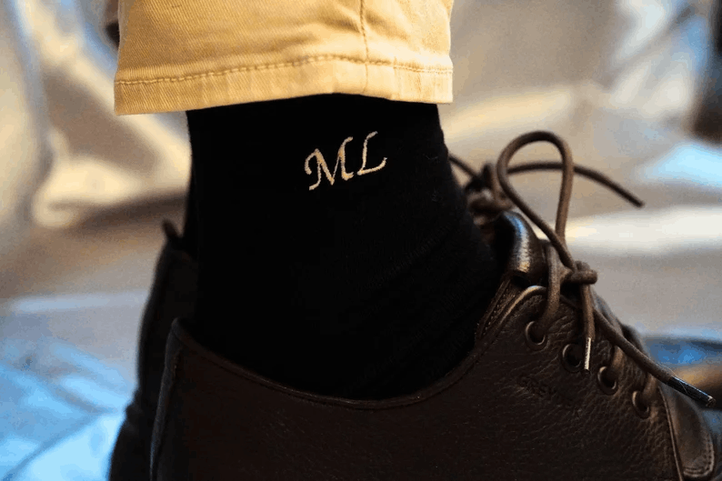 Embroidered Costum Letter Socks, Personable Best Men Socks, Socks for Wedding, Groom Letter Socks Gifts, Initial Event Socks,Christmas Socks
