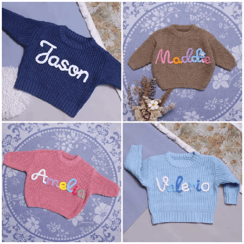 Pull Bébé Personnalisé au Crochet avec Prénom