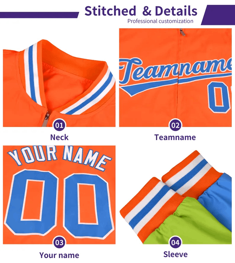 Custom Letterman Jacket,Personalized Embroidered Any Text Logo Full Zip Jacket,Design Bomber Jacket for Men/Women/Youth