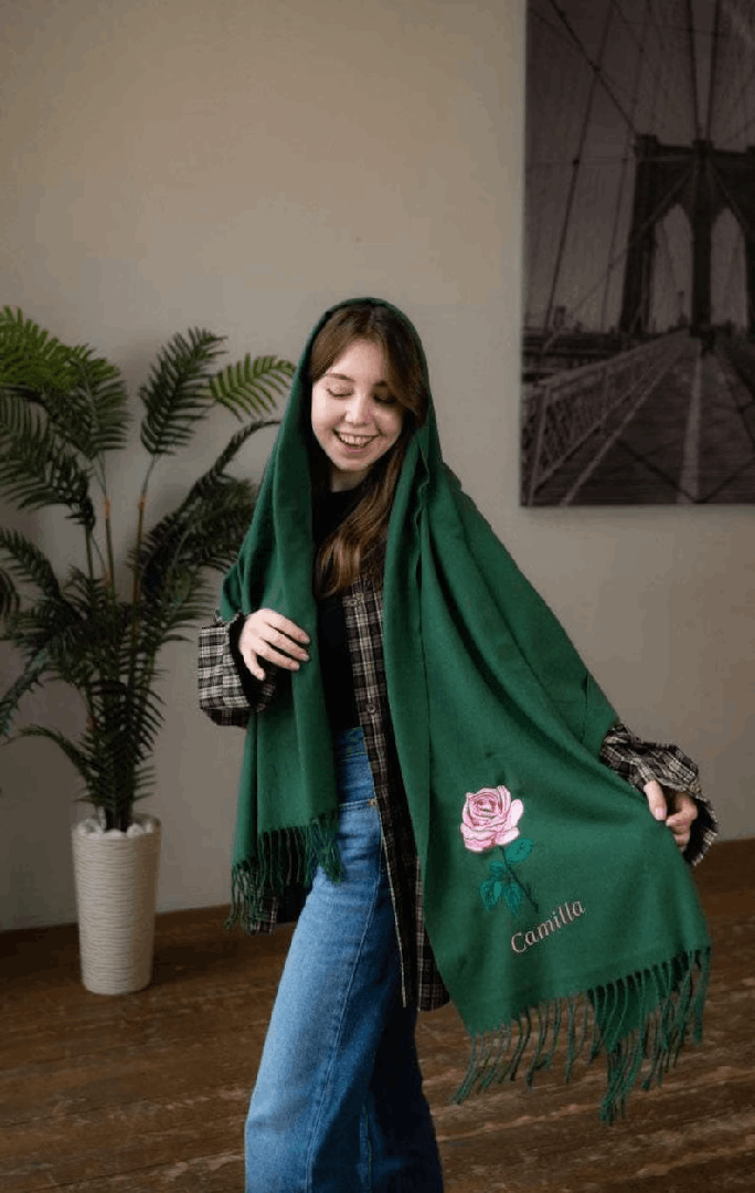 Personalized scarves for women, embroidered scarf for women, birth flower scarf, embroidered birth flower scarf, personalized woman scarf