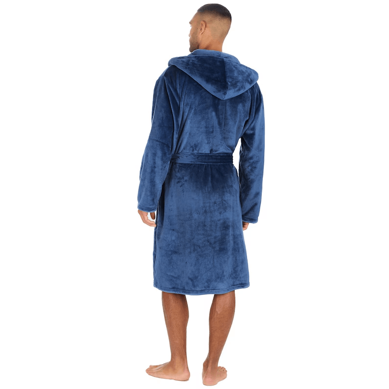 Mens personalised plush hooded dressing gown