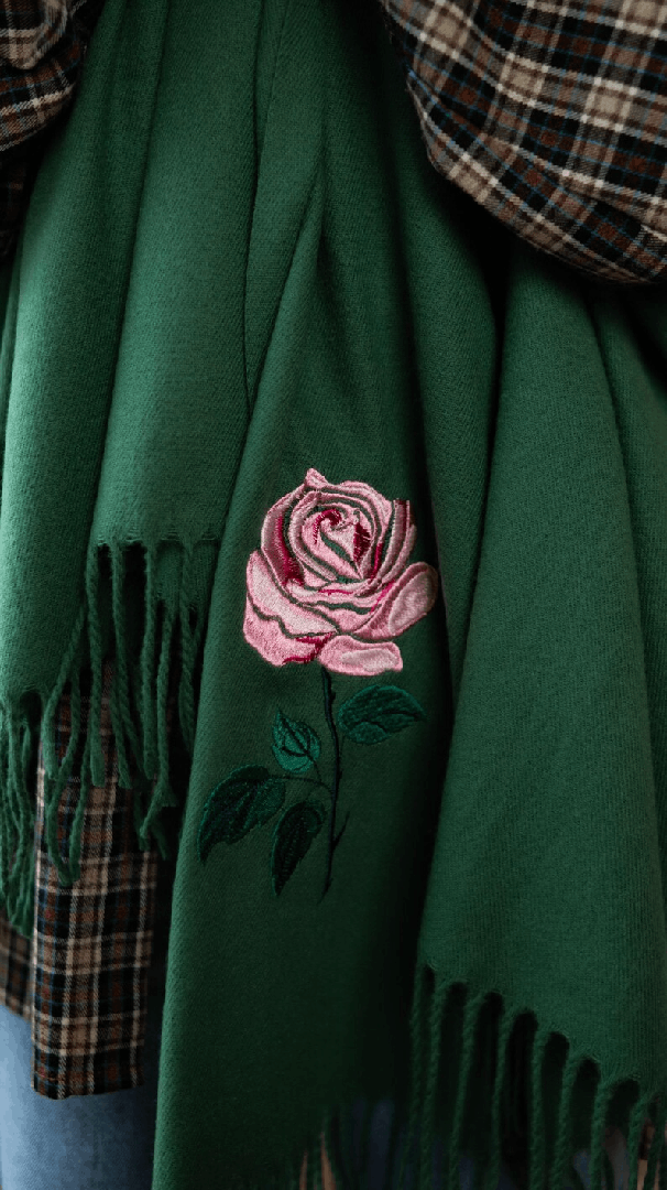 Personalized scarves for women, embroidered scarf for women, birth flower scarf, embroidered birth flower scarf, personalized woman scarf