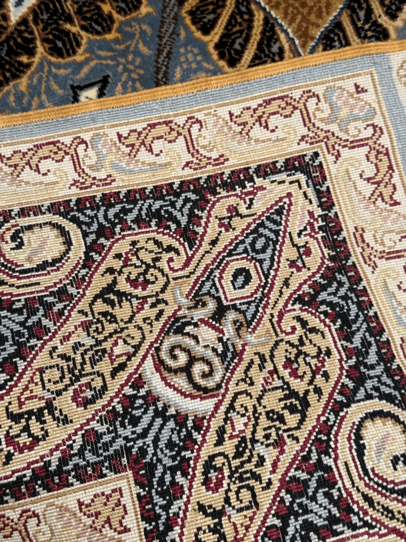 Handmade Original Silk Rug–Persian Floral Design,Original Handmade Silk Rug – Intricate Floral Design 4x5,Small Persian Design Masterpiece