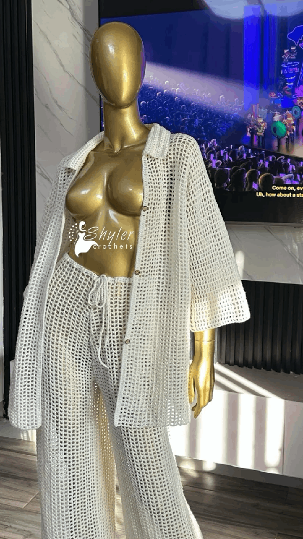 Crochet mesh polo t-shirt with collar | crochet unisex shirt