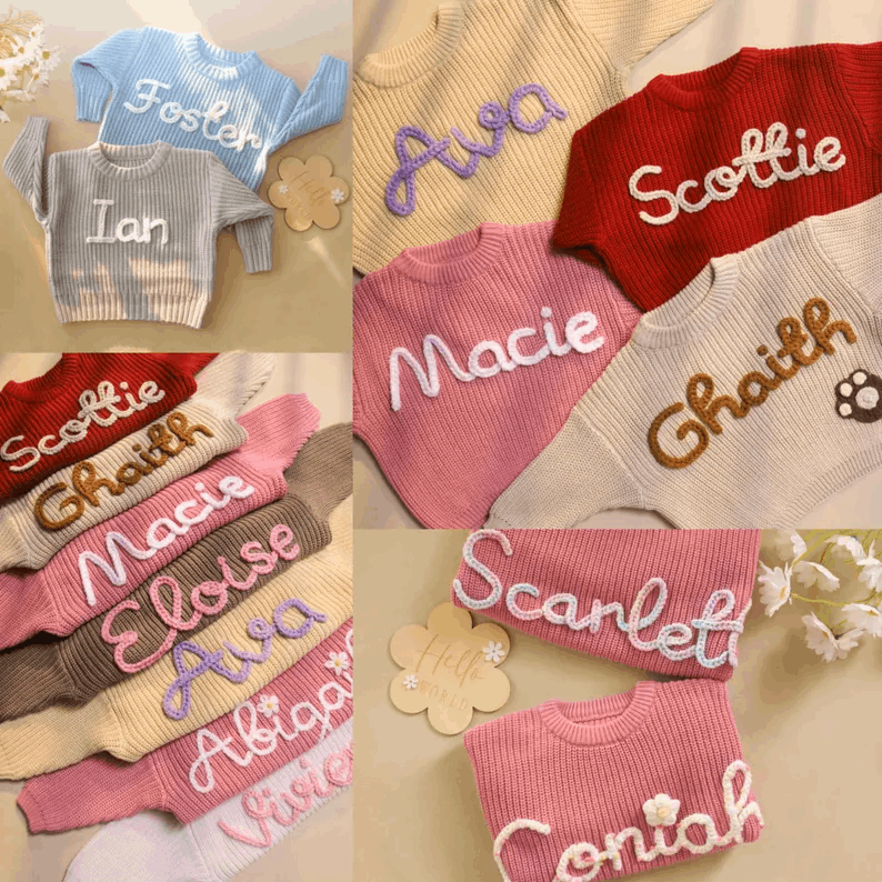 Pull Bébé Personnalisé au Crochet avec Prénom