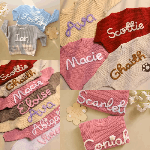 Pull Bébé Personnalisé au Crochet avec Prénom