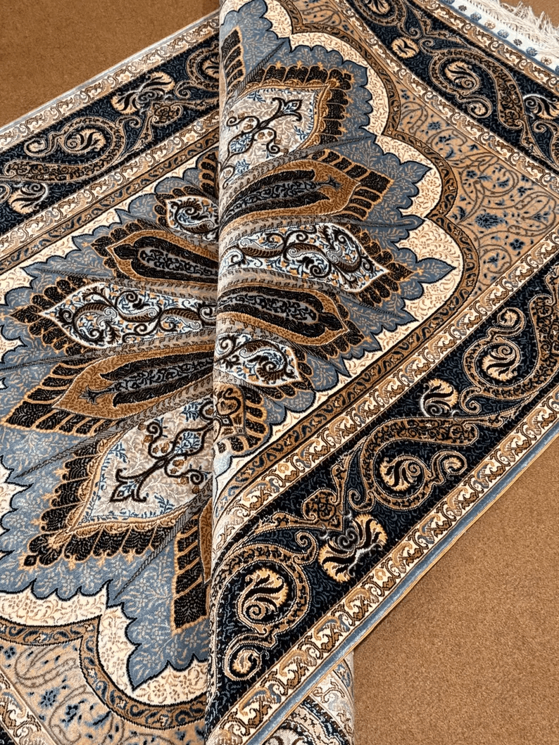 Handmade Original Silk Rug–Persian Floral Design,Original Handmade Silk Rug – Intricate Floral Design 4x5,Small Persian Design Masterpiece