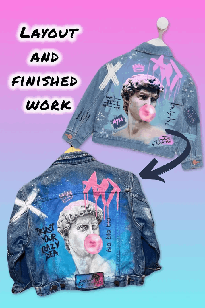 Veste en Jean Peinte à la Main – Création Personnalisée sur Commande, Design Artistique Unique