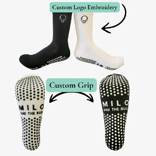 Chaussettes antidérapantes personnalisées – Brodées avec grip au choix
