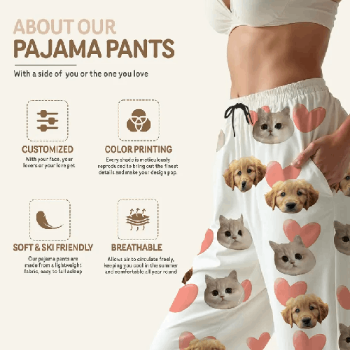 Pantalon Pyjama Personnalisé avec Photo de Votre Animal – Ultra Doux & Fun