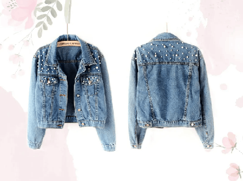 Veste en Jean Personnalisée “Mrs” – Broderie Nom et Perles