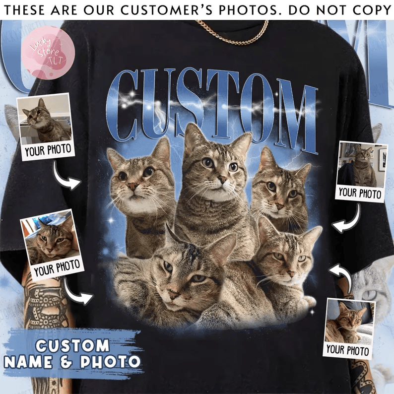 T-shirt personnalisé avec photo de votre animal – Style Bootleg