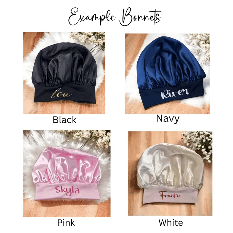 Personalised Satin Silk Hair Wrap, Hair Bonnets, Children's Bonnets, Adults Bonnets, 