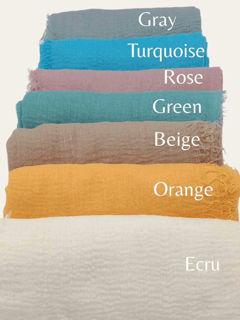 Custom Name Initials Shawl, Boho Vintage Scarf, Handmade Block Print Wrap, Mother's Day Gift, Lightweight Personalized Crinkle Cotton Shaw