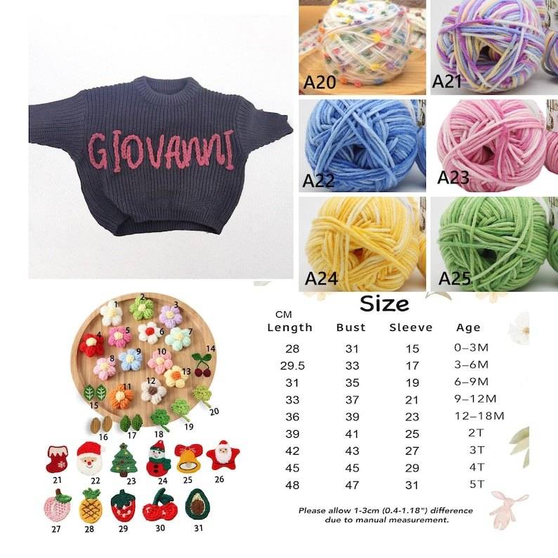 Pull Enfant Personnalisé au Crochet avec Prénom