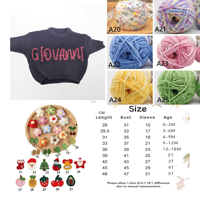 Pull Enfant Personnalisé au Crochet avec Prénom