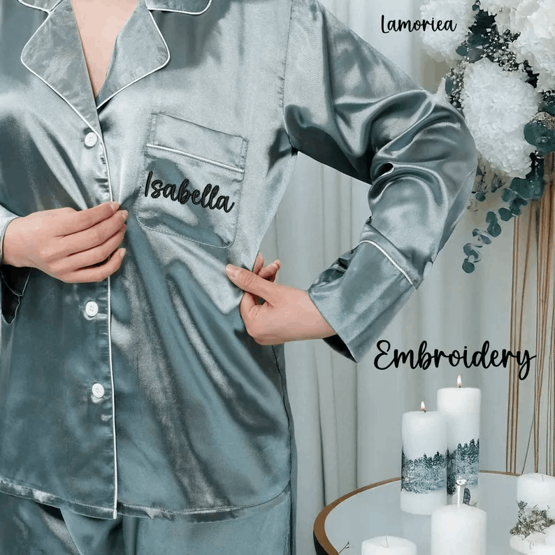 Embroidered Monogram Pajamas, Pajama Set, Women Pajamas, Matching Pajamas, Girl Pajamas, Bridesmaid Proposal, Bridal Embroidery,Gift for Her