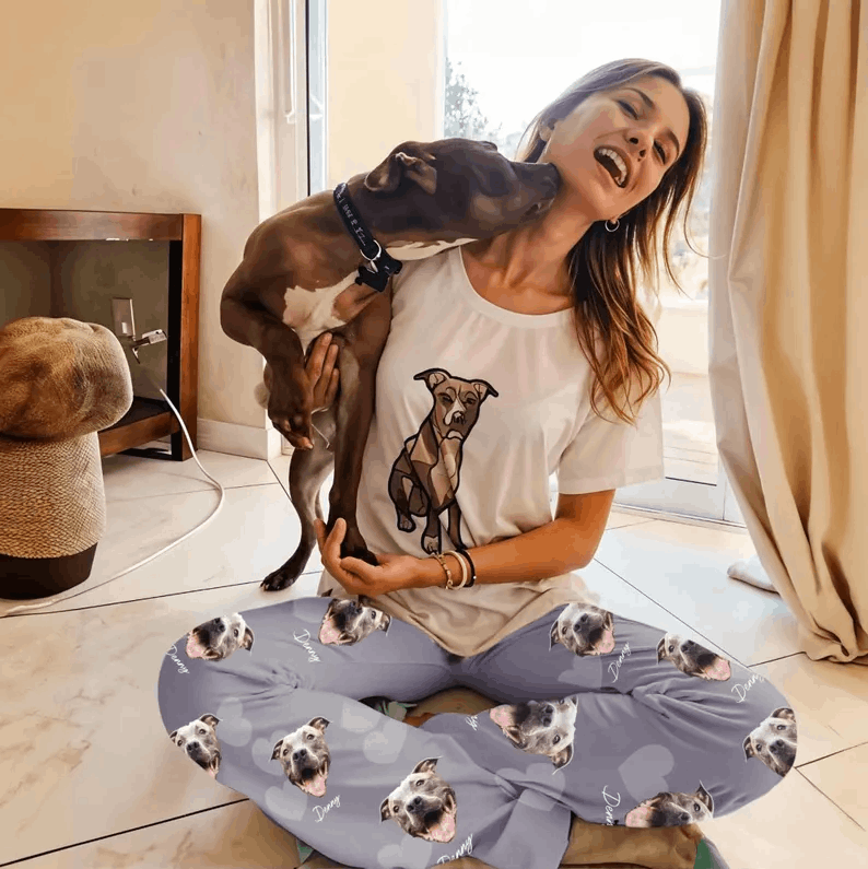 Pantalon Pyjama Personnalisé avec Photo de Votre Animal – Ultra Doux & Fun