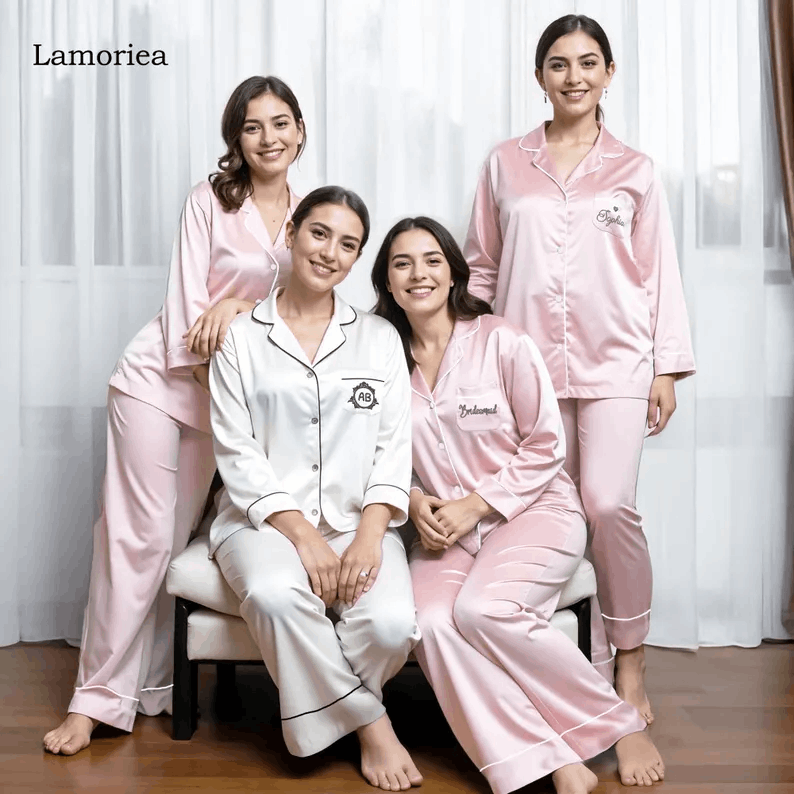 Embroidered Monogram Pajamas, Pajama Set, Women Pajamas, Matching Pajamas, Girl Pajamas, Bridesmaid Proposal, Bridal Embroidery,Gift for Her