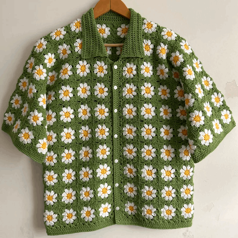 Chemise en crochet à fleurs marguerites