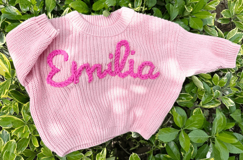 Pull Enfant Personnalisé au Crochet avec Prénom