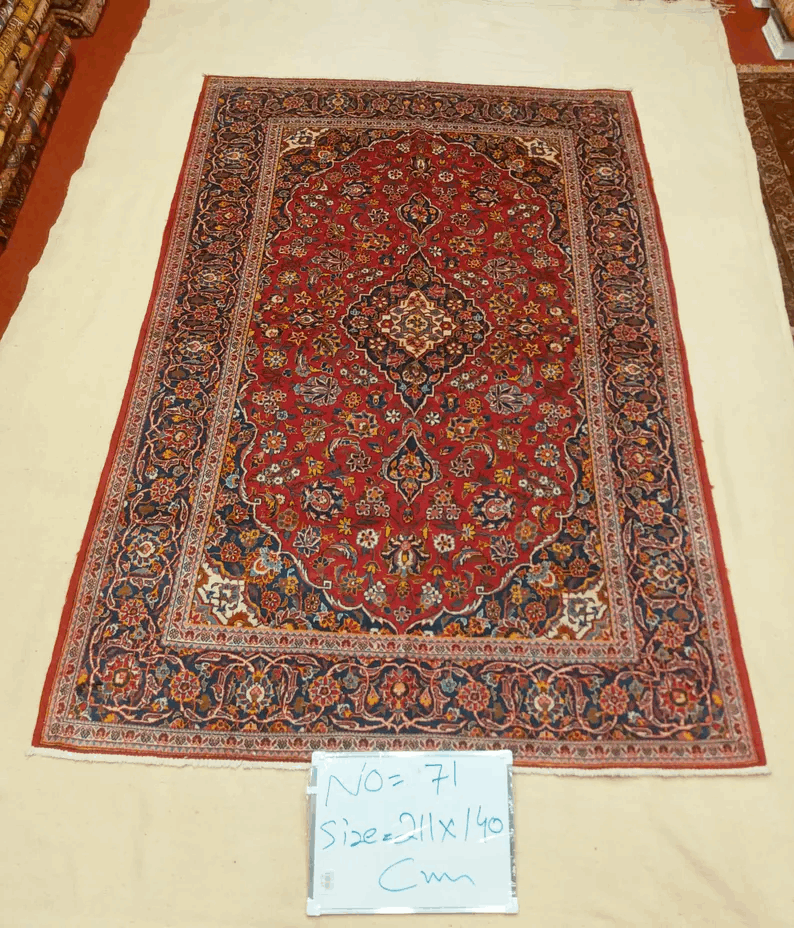 Handmade Kashan Kurk Wool Rug | Excellent Quality | 211x140 cm | TribalKnotsCraft | Vintage Persian Kashan