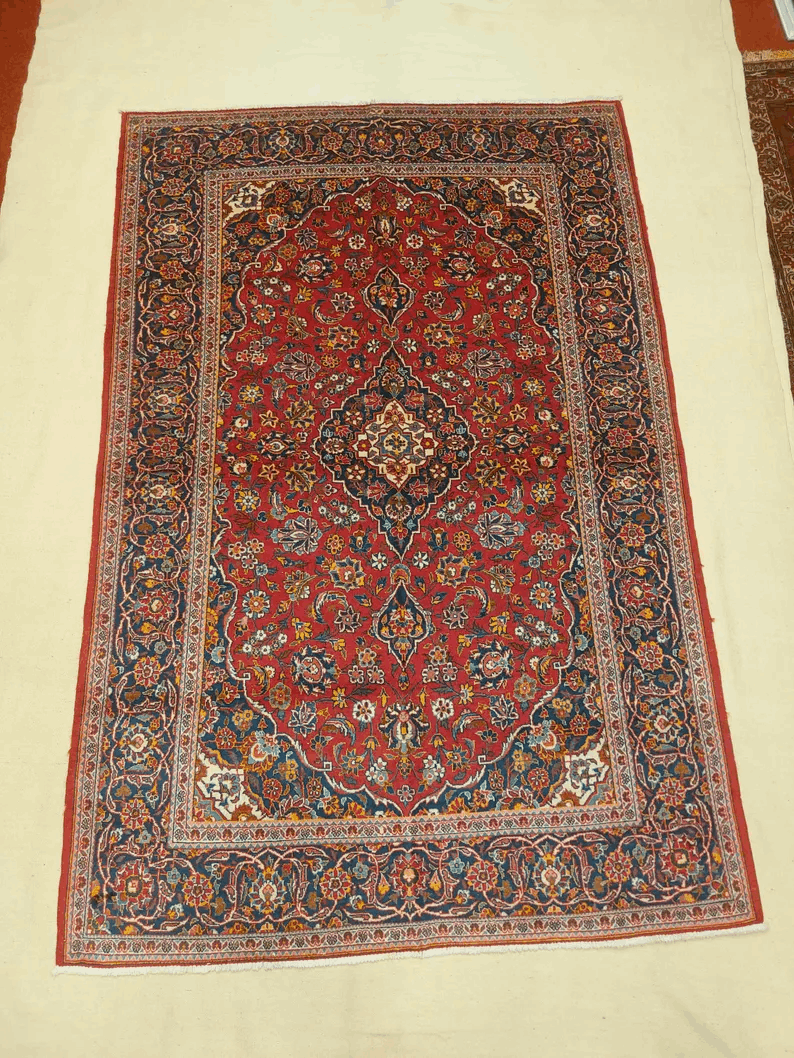 Handmade Kashan Kurk Wool Rug | Excellent Quality | 211x140 cm | TribalKnotsCraft | Vintage Persian Kashan